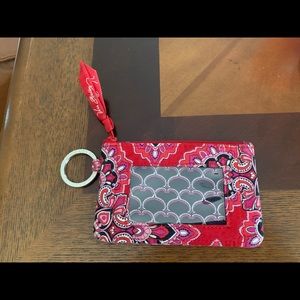 Vera Bradley zip ID case, retired pattern Frankly Scarlet.